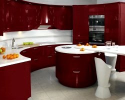 Червоний колір в інтер`єрі кухні